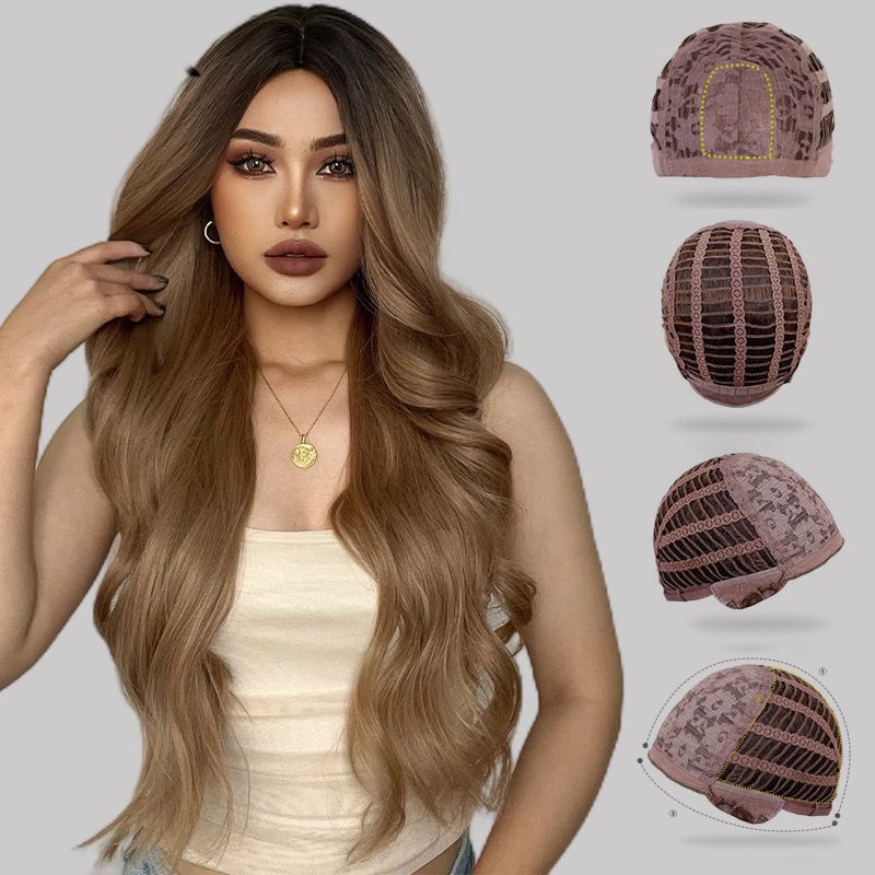 💇♀️28 Zoll lange, gewellte Perücken für Damen, wunderschöne, voluminöse Perücken ohne Pony, synthetische Lace-Front-Perücken für Partys und den Alltag, Perücken, die wie echtes Haar aussehen.