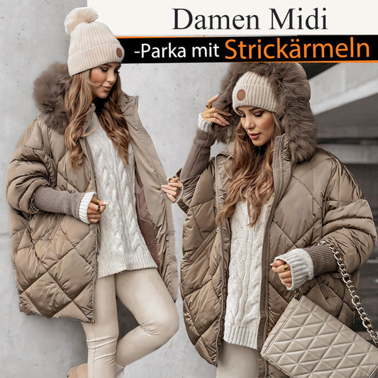 ❄️Winterschlussverkauf❄️Damen Midi-Parka mit Strickärmeln✈️Kostenloser Versand✈️