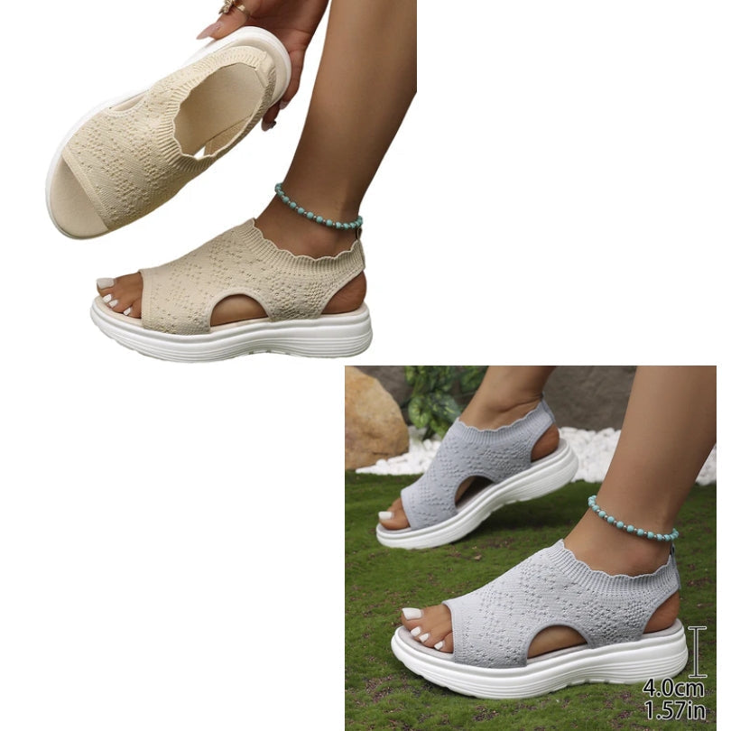 👡 Atmungsaktive Plateau-Sandalen aus Strick für Damen – leicht & komfortabel