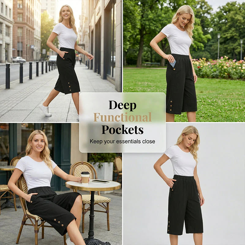 🌞 Sommerneuheiten – Jetzt bis zu 50% sparen! 💰Damen 5/8-Caprihose mit Gummibund – bequem, atmungsaktiv & vielseitig