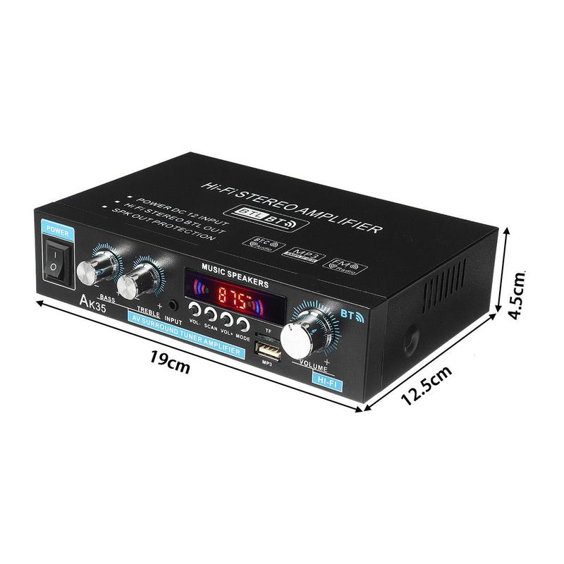 Audioverstärker 2-Kanal 600W Mini HIFI Digital Bluetooth Verstärker mit FM-Radio