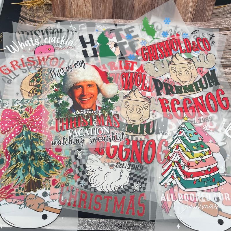 🎄15-teiliges Weihnachts-Überraschungs-DTF-Transfer-Set für festliche DIY-Kreationen