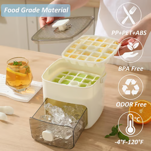 🔥Sommer-Sonderangebot 50 % Rabatt🧊Tragbarer Eisbereiter mit Deckel und Aufbewahrungsbox (48 Eiswürfel).