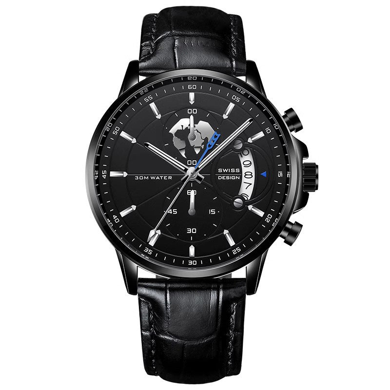 đ„Weihnachts-Sonderverkauf: 50 % RabattđHerrenuhr mit Globusmotiv im maritimen Stil