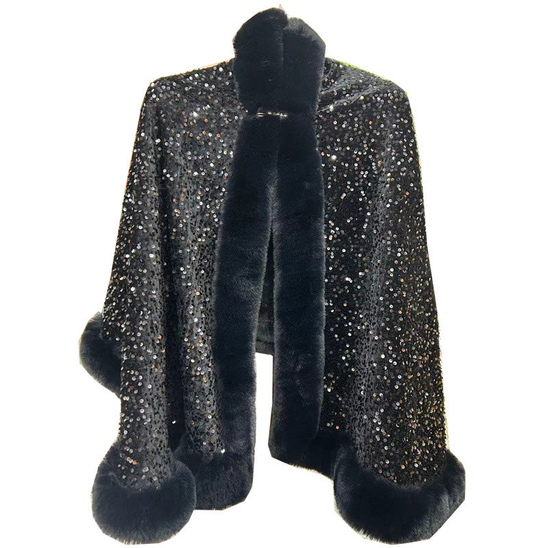 🎁Heißer Verkauf 50% Rabatt🧣Eleganter Kunstpelz-Pailletten-Schal für Damen