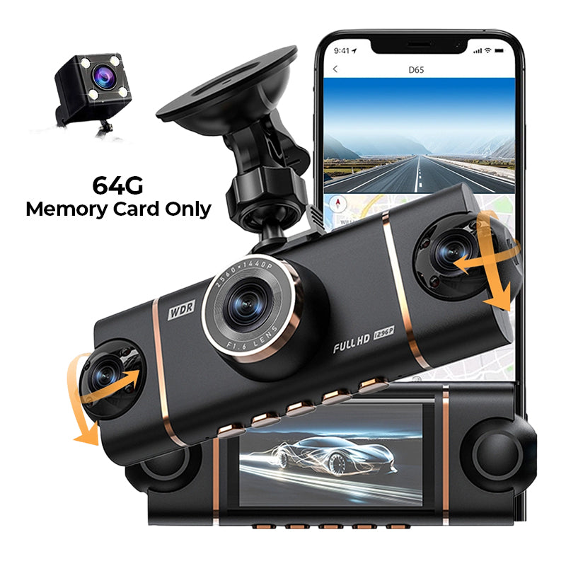 4-Channel HD Dashcam with Front Interior Rear Recording