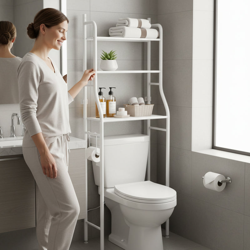3-stöckiges Aufbewahrungsregal über der Toilette