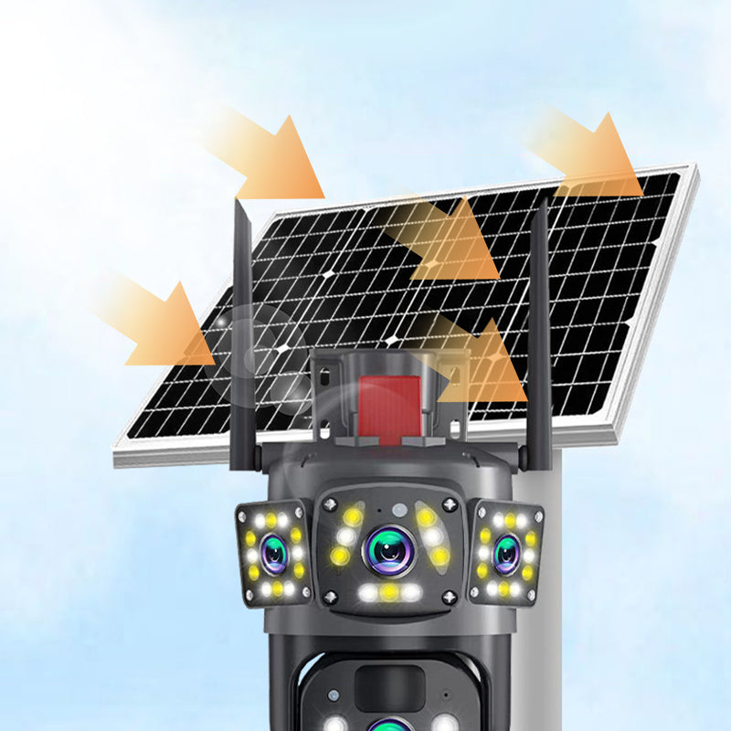 10-fach-Zoom, 3 Objektive, 6K, 9 MP, kabellose WLAN-Außenüberwachungskamera – 360° PTZ, IP66 wasserdicht, Farb-Nachtsicht, 2-Wege-Kommunikation und Bewegungserkennung