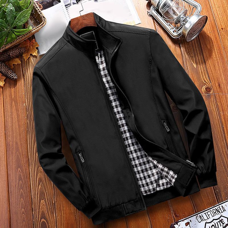 🧥 LIMITED-TIME 50% RABATT! ✨ Herren Stehkragen-Jacke – Mit Karomuster-Futter, Reißverschlusstaschen 🍂