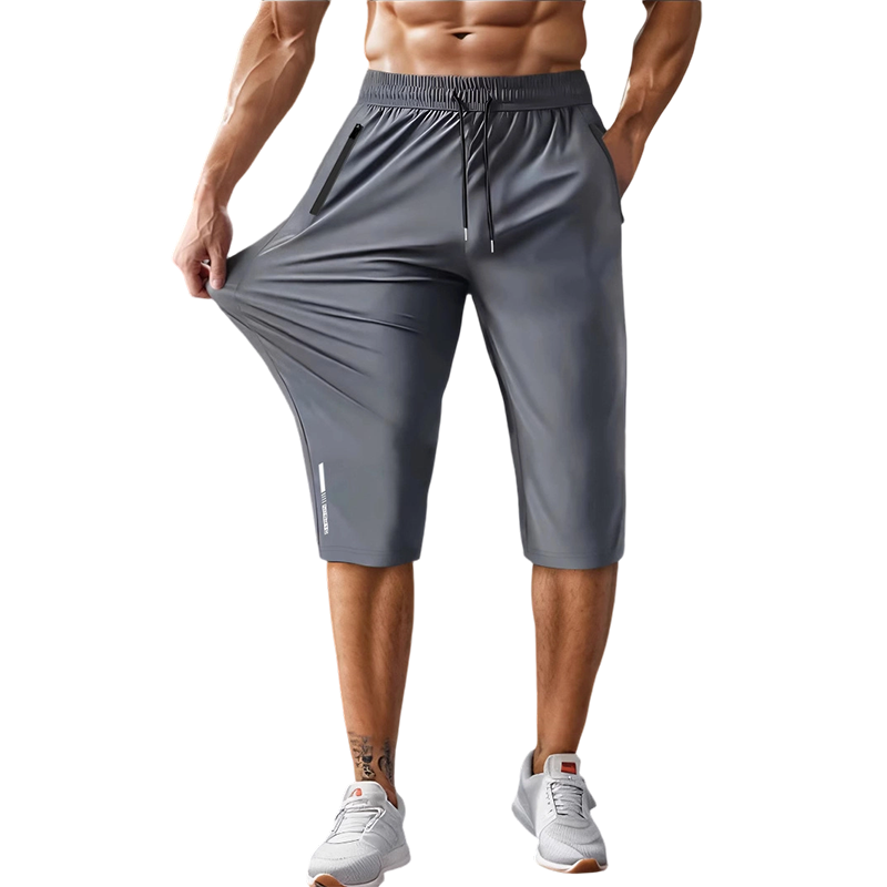 Schnelltrocknende Sport-Caprihose für Herren mit Reißverschlusstaschen