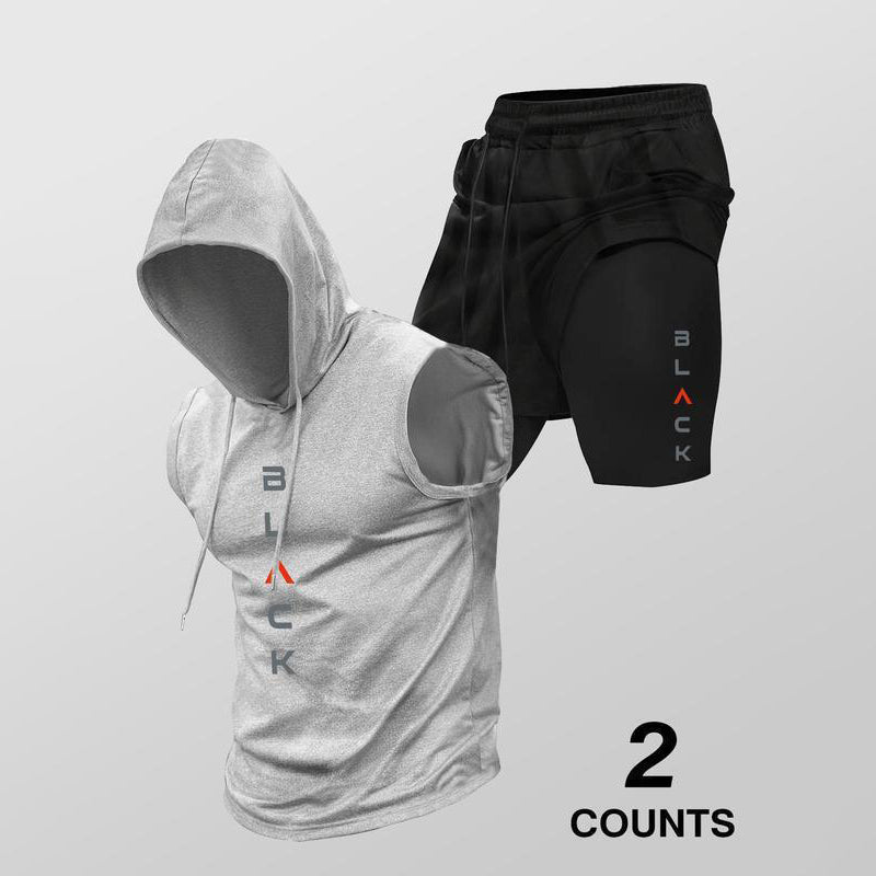 ⌛ Nur noch 1 Woche – 50 % auf alles ! ⏰Herren Sport-Set – ärmelloses Hoodie & Shorts – atmungsaktiv, schnelltrocknend & bequem 🏃♂️💪