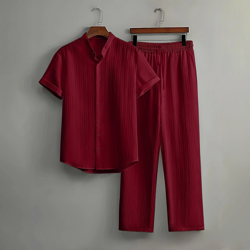 🏆 SALE AM LETZTEN TAG – 50% RABATT 🔥 Herren-Struktur-Set aus Hemd & Hose (2-teilig)