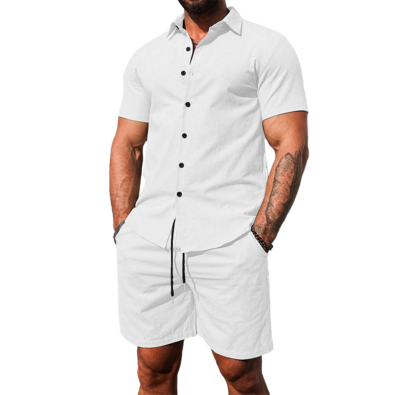 👕🩳 Men's Casual Short Sleeve Shirt & Shorts Set – 50% RABATT! Perfekt aufeinander abgestimmt – bequem, luftig, sommerlich. 🔥☀️