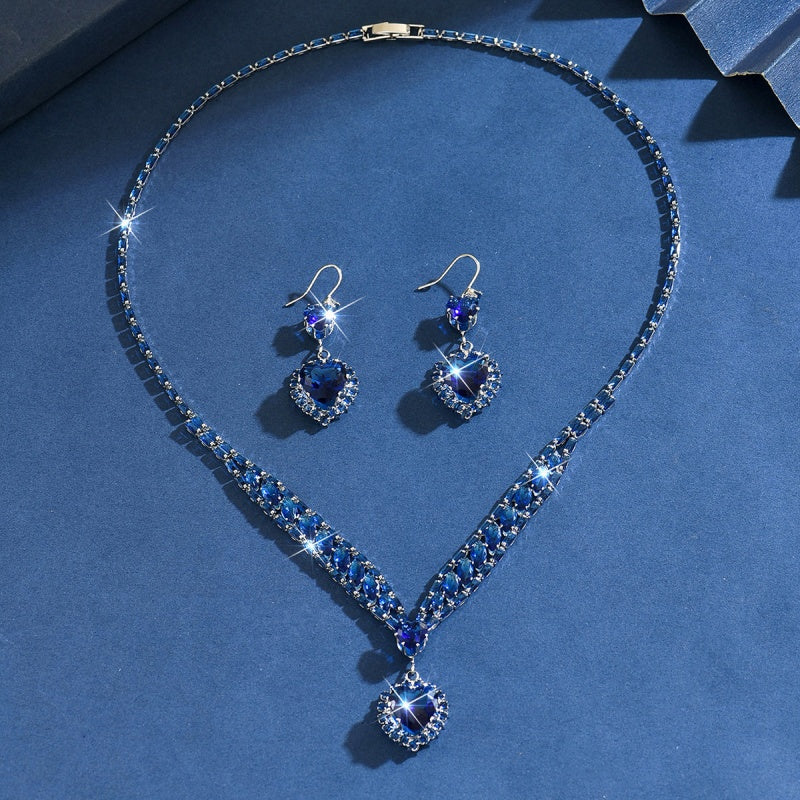 đż 50% RABATT!đ Funkelndes HerzâHalskettenâ und OhrringeâSet, elegantes Schmuckset fĂŒr Alltag & Feier đ