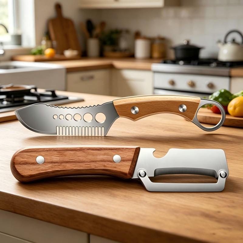 🎉 Sale 2026 – Über 16.000 verkauft! 🥬 Multifunktionales Gemüseschneidemesser – Kammklinge für perfekte Julienne-Streifen, Fischentschupper & Kräuterstripper – Ein Messer, drei Funktionen! ✨