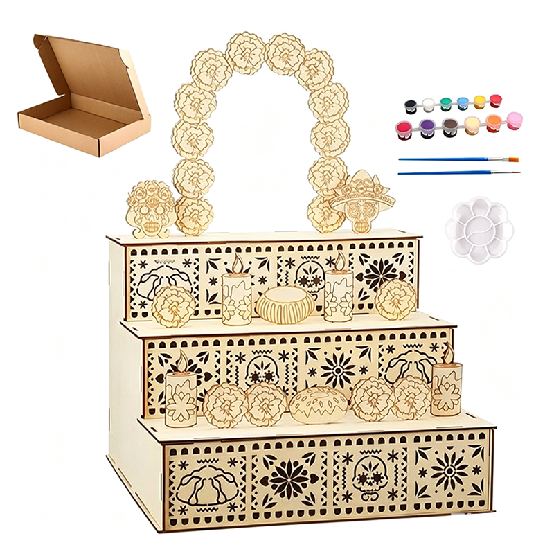 Día de los Muertos Holz-Ofrenda-Regal mit 3 Etagen