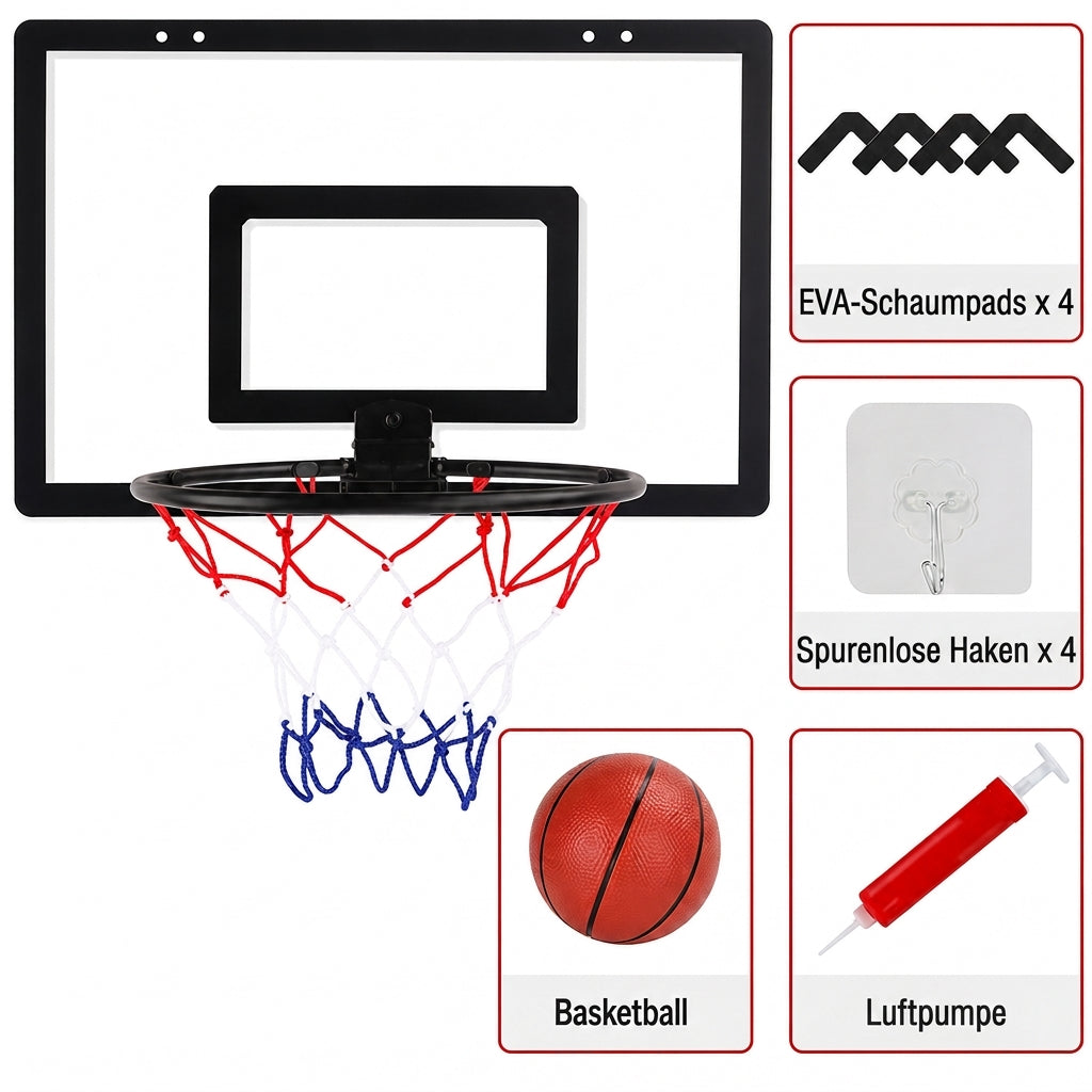 📢📢 50% RABATT !! ⏰ Nicht zu bohrendes, wandmontiertes und klappbares Basketballkorb-Spielzeugset für Indoor- und Outdoor-Spielen von Kindern