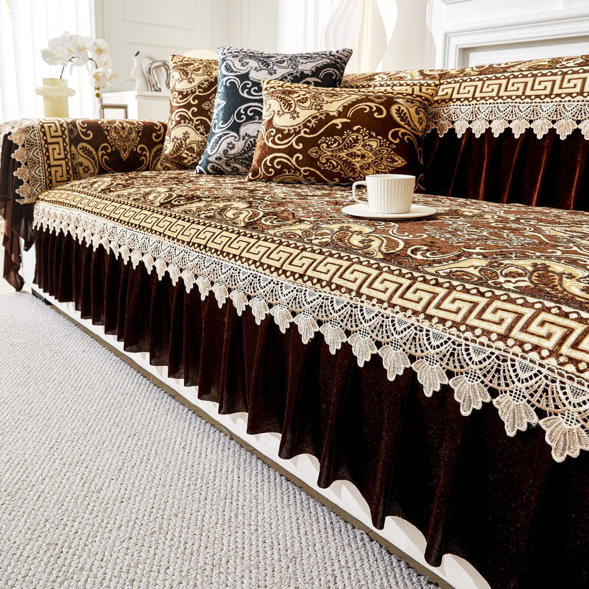 50% RABATT! đïž Sofakissen mit europĂ€ischem Blumenmuster & Volant â romantisch & dekorativ fĂŒr Couch & Sessel
