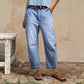Damen-Jeans mit hoher Taille und verkürztem Schnitt