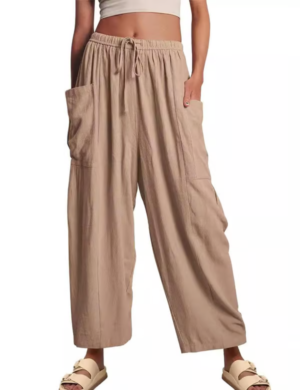 💃 50% Rabatt🔥Freizeithose aus Leinen mit weitem Bein für Damen👖