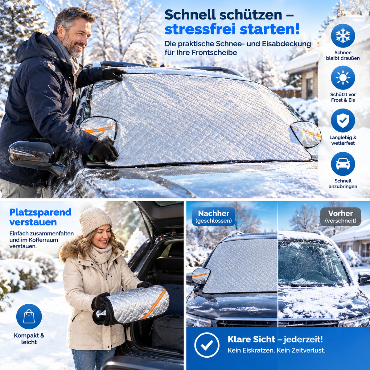 🚗 50% RABATT! ❄️ Magnetische Windschutzscheibenabdeckung – Ganzjährig, wasserdicht & UV-Schutz ✨