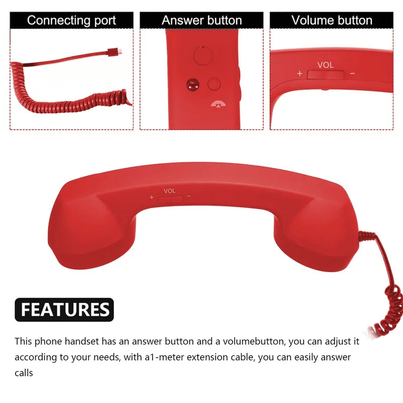 🎄Weihnachtsangebot📞Retro-Telefonhörer für iPhone & Android – Vintage-Hörer mit Typ-C, HD-Mikrofon & Lautsprecher