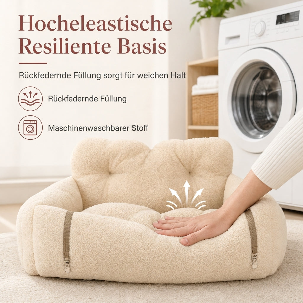 Weiches Plüsch-Haustierbett in Stuhlform, warmes und gemütliches Schlafnest für Katzen und kleine Hunde