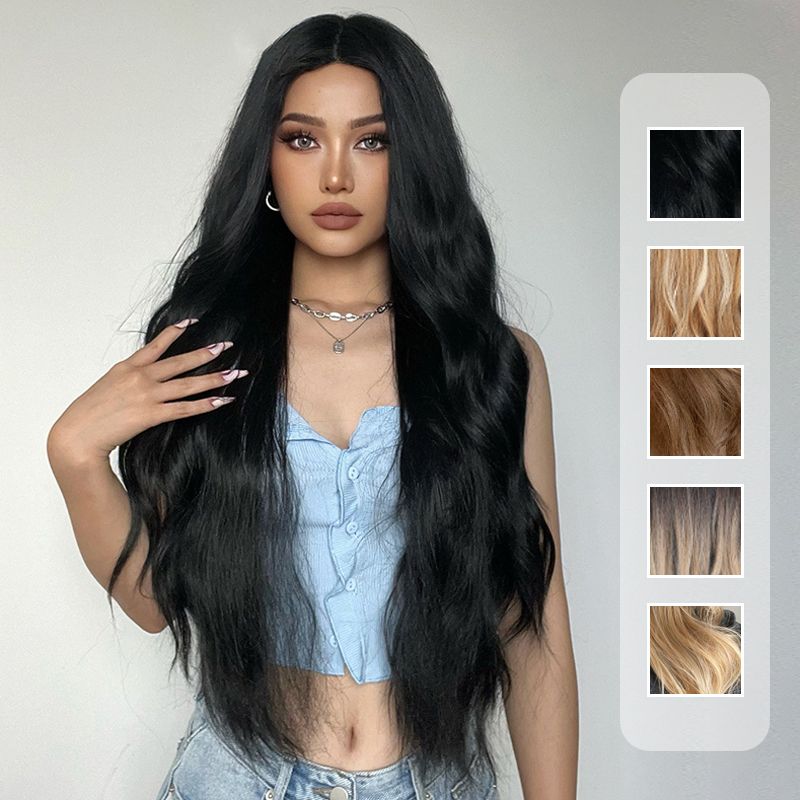 💇‍♀️28 Zoll lange, gewellte Perücken für Damen, wunderschöne, voluminöse Perücken ohne Pony, synthetische Lace-Front-Perücken für Partys und den Alltag, Perücken, die wie echtes Haar aussehen.