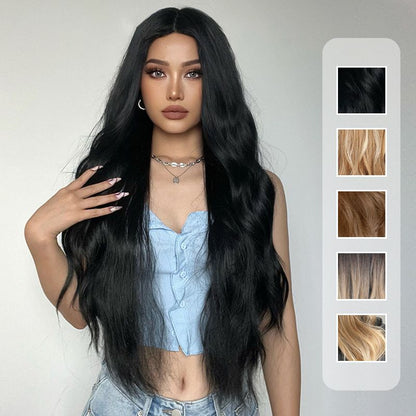 💇‍♀️28 Zoll lange, gewellte Perücken für Damen, wunderschöne, voluminöse Perücken ohne Pony, synthetische Lace-Front-Perücken für Partys und den Alltag, Perücken, die wie echtes Haar aussehen.