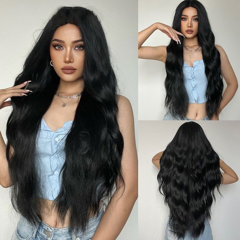 💇‍♀️28 Zoll lange, gewellte Perücken für Damen, wunderschöne, voluminöse Perücken ohne Pony, synthetische Lace-Front-Perücken für Partys und den Alltag, Perücken, die wie echtes Haar aussehen.