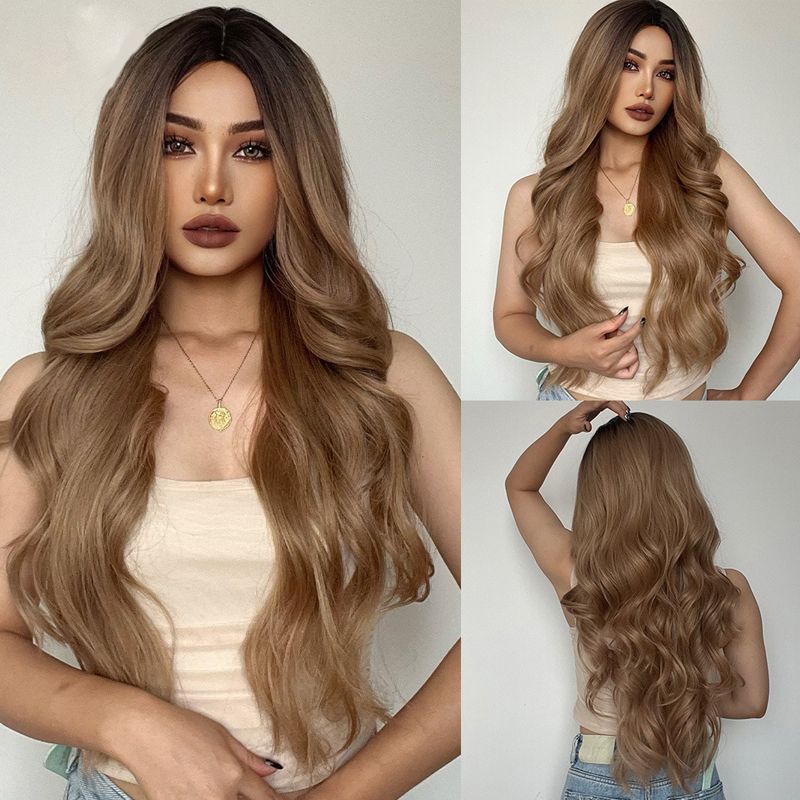 💇‍♀️28 Zoll lange, gewellte Perücken für Damen, wunderschöne, voluminöse Perücken ohne Pony, synthetische Lace-Front-Perücken für Partys und den Alltag, Perücken, die wie echtes Haar aussehen.