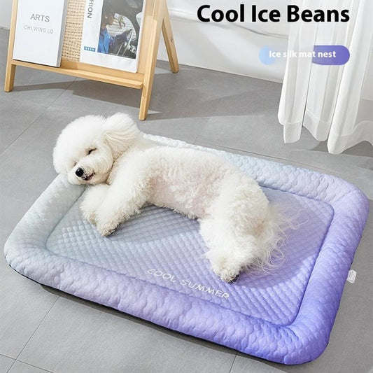 Kühlmatte für Hunde und Katzen – „Ice Silk“ Sommer-Kühlbettdecke in Farbverläufen, atmungsaktives, weiches Schlafkissen für Innenböden, Sofas und Autofahrten, waschbar, in verschiedenen Größen erhältlich