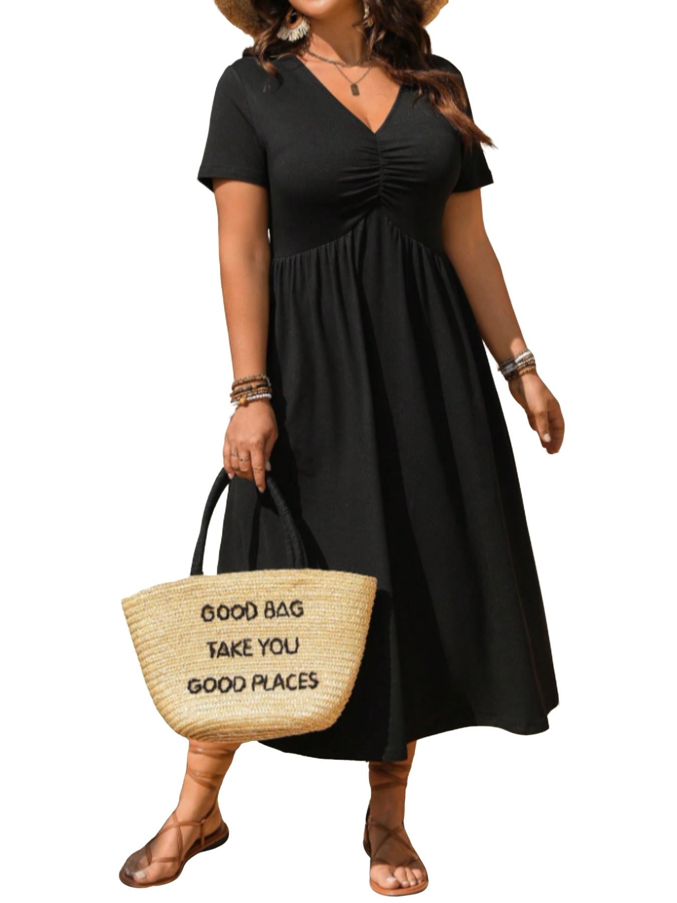👗 50 % RABATT AKTUELL GÜLTIG! ✨ Figurfreundliches Damen Großgrößen-Kleid – Empire-Schnitt, atmungsaktives Material und vielseitig kombinierbar für warme Tage 🌸