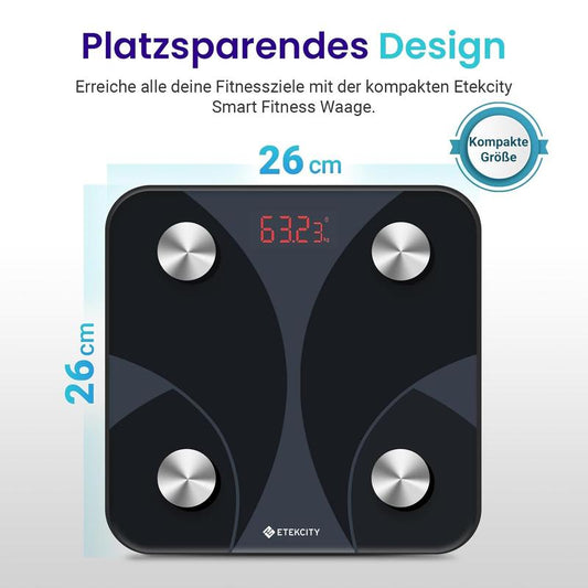 Personenwaage Körperfettwaage 180kg/0,05kg, Waage Personen mit APP, Bluetooth Körperwaage für13 Körperwerte, Personenwaage digital, Waage mit Körperfett und Muskelmasse, BMI, Protein