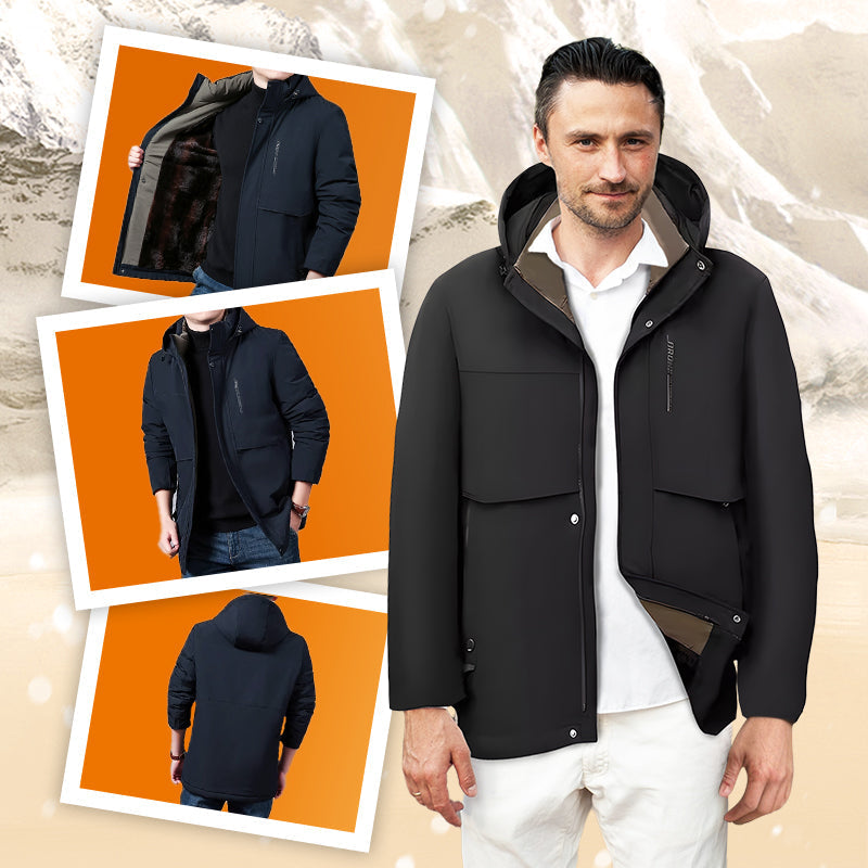 🧥 66% RABATT JETZT! ✨ Herren Wintermantel mit Abnehmbarer Kapuze - Hochleistungs-Daunenisolierung & Wasserdichtes Design für Arktische Temperaturen ❄️🛡️