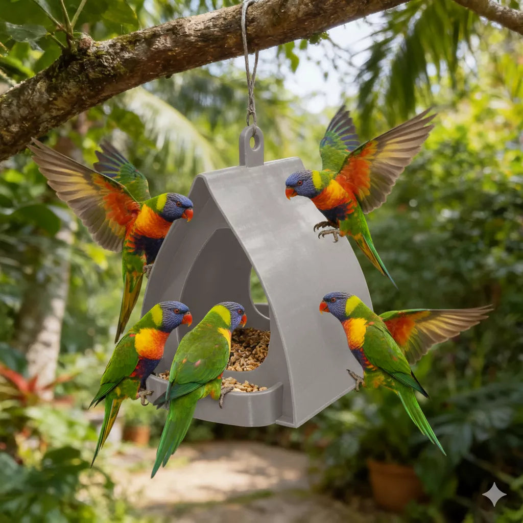 Aufhängbarer Vogelfutterspender für den Garten mit Dach