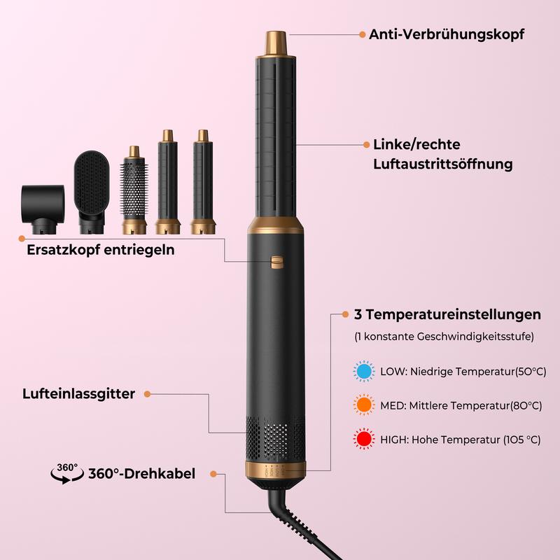🔥Blitzangebot! Nur heute 55 % Rabatt! ⏰ 5-in-1 Multifunktions-Haartrockner & Lockenstab