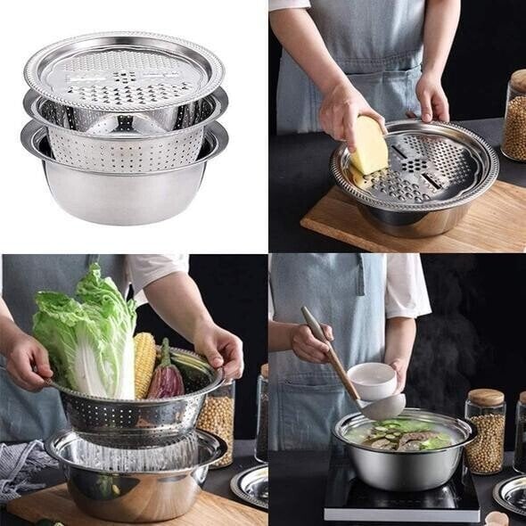 🍽️ 50% RABATT! 3-in-1 Edelstahl-Küchensieb-Set – Rostfrei, Vielseitig & Lebensmittelecht 👨‍🍳