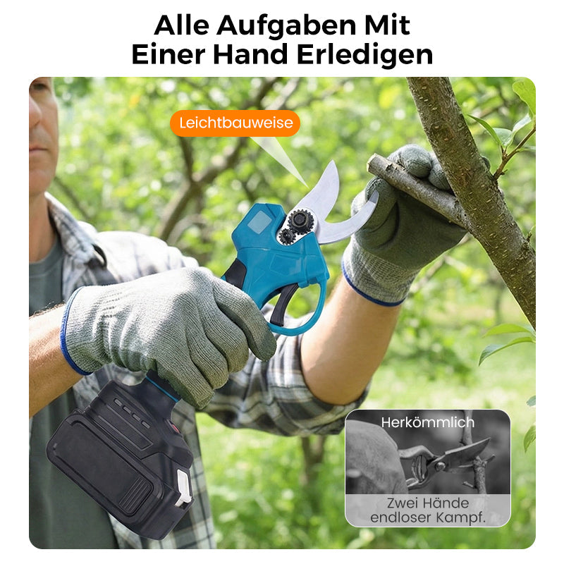 🔥 50% RABATT! ✨ ELEKTRISCHE GARTENSCHEERE - Akku & 10mm Schnittkapazität, 2h Schnellladung, Ergonomisch für Garten und Obstgarten 🌿🔋