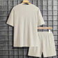 2-teiliges Sommer-Set für Herren – T-Shirt mit überschnittenen Schultern und Shorts mit Kordelzug