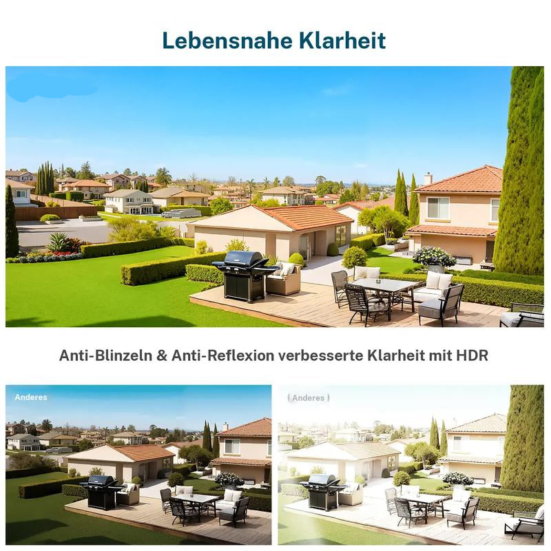 🔥 Kristallklare 2K-Überwachungskamera 🎥 Farbnachtsicht 🌙 24/7-Aufzeichnung und intelligente Alarme 🚨 Einfache Installation! 🔒