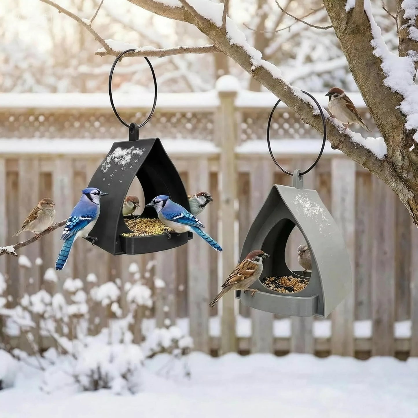 Aufhängbarer Vogelfutterspender für den Garten mit Dach