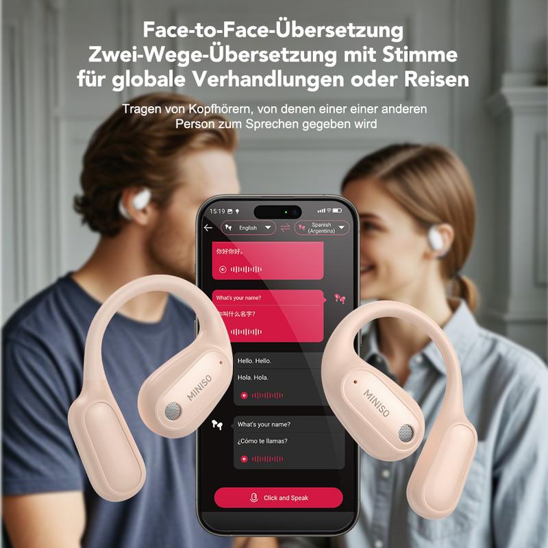 Ki Übersetzungs-Kopfhörer – Echtzeit-Übersetzung in 134 Sprachen mit App, Bluetooth 6.0, Kabellose Earbuds für Musik & Anrufe, IPX5 Wasserdicht, Lange Akkulaufzeit