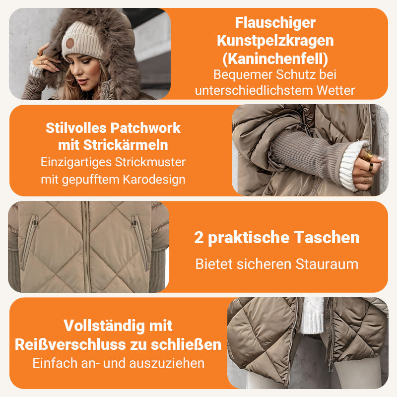 ❄️Winterschlussverkauf❄️Damen Midi-Parka mit Strickärmeln✈️Kostenloser Versand✈️