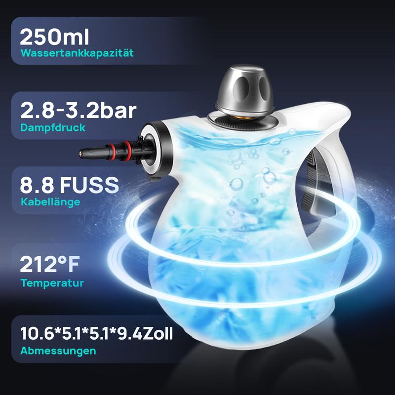 🔥Druckbeaufschlagter Hand-Multiflächen-Naturdampfreiniger mit 12-teiligem Zubehörset