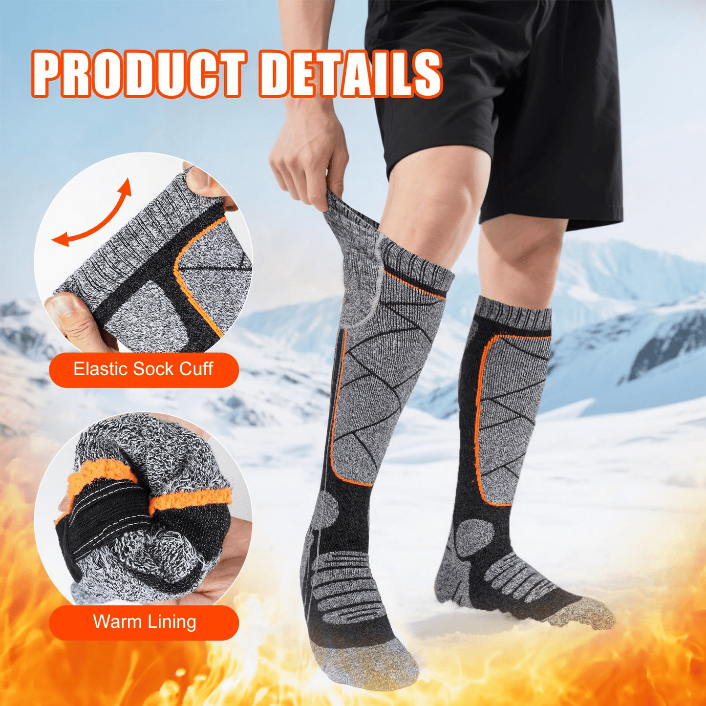 🎁Waschbare, wiederaufladbare Heizsocken für Damen und Herren