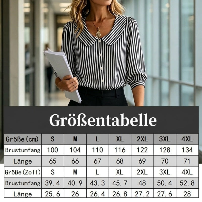 Sommerbluse für Pendler mit Streifen und Knopfleiste