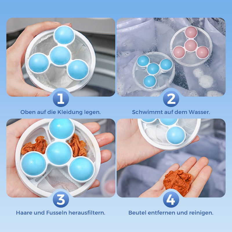 🧼50% RABATT BEFRISTETES ANGEBOT!✨Schwimmender Filterbeutel-Waschball für Waschmaschinen - Fängt Haare & Flusen mit Einfacher Reinigung für Badewanne, Waschbecken & Waschmaschine🐾📦