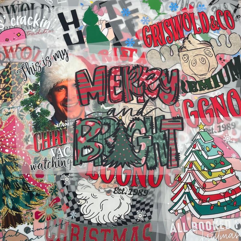 🎄15-teiliges Weihnachts-Überraschungs-DTF-Transfer-Set für festliche DIY-Kreationen