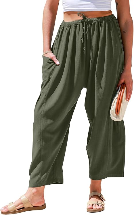 💃 50% Rabatt🔥Freizeithose aus Leinen mit weitem Bein für Damen👖